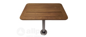 Rechthoekig massief teak tafelblad 450 X 700 met afgeronde hoeken inclusief tafelpoot